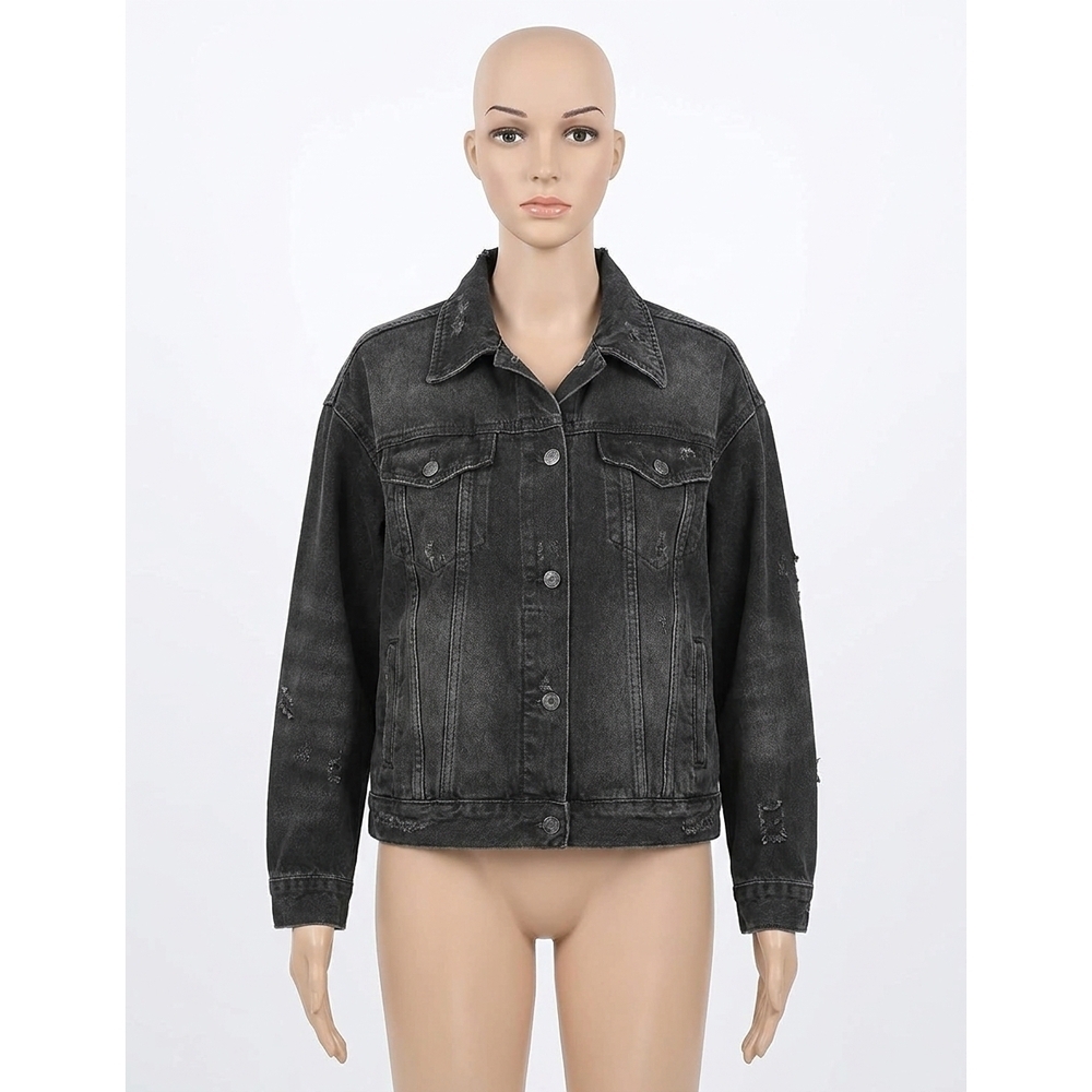 NEW FREE PEOPLE jolene trucker jacaket - plus in washed black